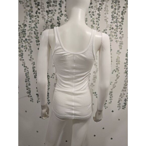 Vince White Ribbed Tank Top XS | Pima Cotton Modal Blend Made in Peru - Picture 6 of 10